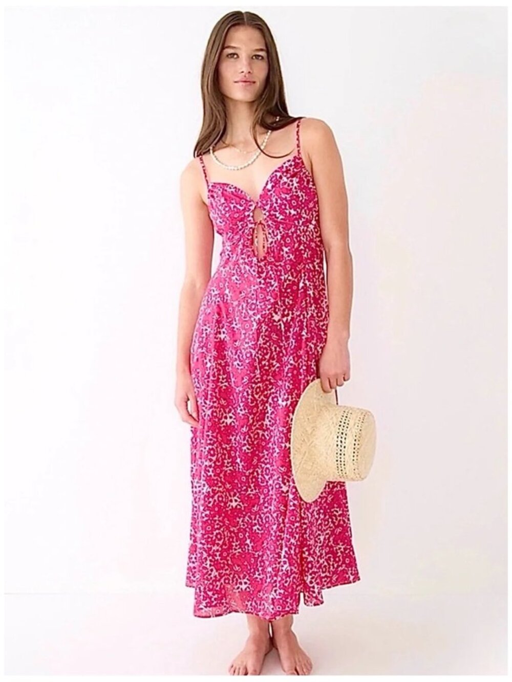 J. CREW Cotton voile keyhole cover-up maxi dress in blushing meadow Size XS